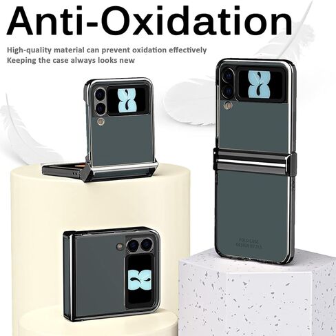 جراب Miimall متوافق مع هاتف Samsung Galaxy Z Flip 3 مزود بمفصلات ورفيعة للغاية من البولي كربونات الصلب ومضاد للسقوط وقابل للطي لهاتف Galaxy Z Flip 3 (أسود) in Kuwait