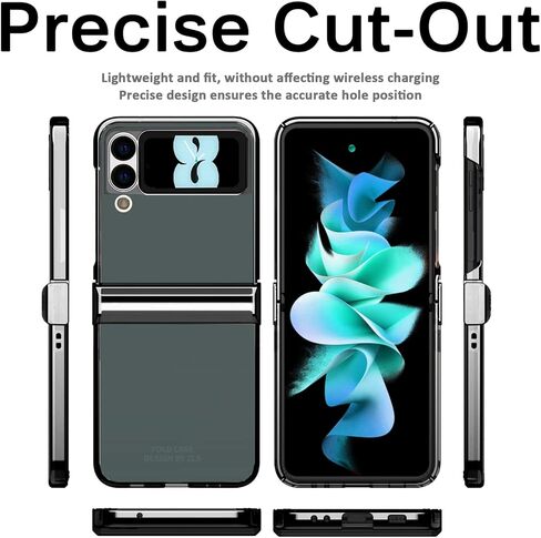 جراب Miimall متوافق مع هاتف Samsung Galaxy Z Flip 3 مزود بمفصلات ورفيعة للغاية من البولي كربونات الصلب ومضاد للسقوط وقابل للطي لهاتف Galaxy Z Flip 3 (أسود) in Kuwait