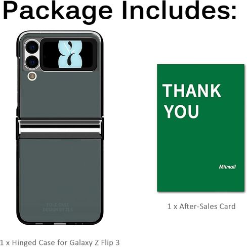 جراب Miimall متوافق مع هاتف Samsung Galaxy Z Flip 3 مزود بمفصلات ورفيعة للغاية من البولي كربونات الصلب ومضاد للسقوط وقابل للطي لهاتف Galaxy Z Flip 3 (أسود) in Kuwait