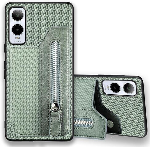 for Cricket Icon6 5G Case, Cricket Icon 6 Phone Case Wallet Back with Card Holder, Shockproof Zipper PU Leather Cases Girly, Kickstand/Stand [Car Mount] Magnetic Closure Case for SL219C -Green in Saudi Arabia