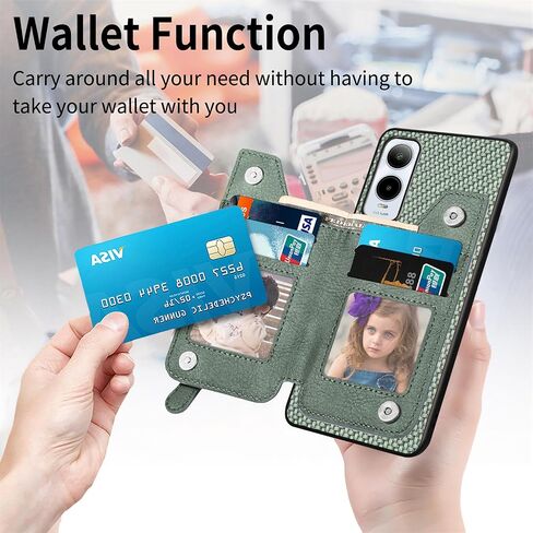 for Cricket Icon6 5G Case, Cricket Icon 6 Phone Case Wallet Back with Card Holder, Shockproof Zipper PU Leather Cases Girly, Kickstand/Stand [Car Mount] Magnetic Closure Case for SL219C -Green in Saudi Arabia