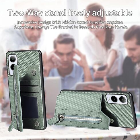 for Cricket Icon6 5G Case, Cricket Icon 6 Phone Case Wallet Back with Card Holder, Shockproof Zipper PU Leather Cases Girly, Kickstand/Stand [Car Mount] Magnetic Closure Case for SL219C -Green in Saudi Arabia