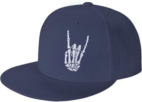 Skeleton Hand Snapback Hat for Men Women, Embroidered Adjustable Cotton Skull Finger Flat Bill Baseball Cap in Saudi Arabia