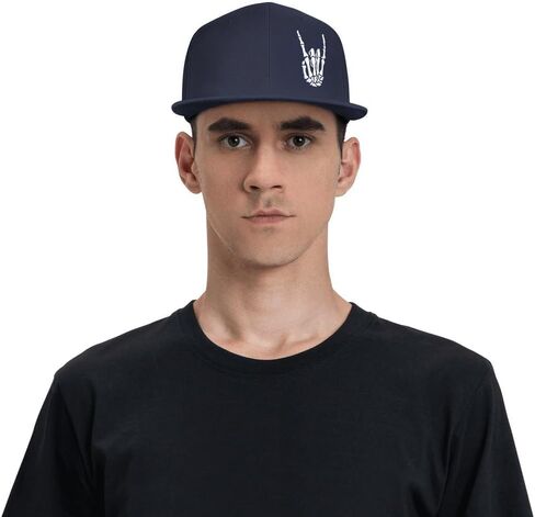 Skeleton Hand Snapback Hat for Men Women, Embroidered Adjustable Cotton Skull Finger Flat Bill Baseball Cap in Saudi Arabia