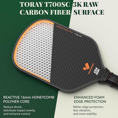 Pickleball Paddles, Raw Carbon Fiber Pickleball Paddle with a 16mm Shark Power Polymer Core, The Pickleball Rackets Designed for Ultimate Spin & Consistency in Saudi Arabia