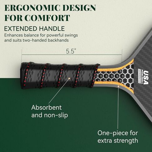 Pickleball Paddles, Raw Carbon Fiber Pickleball Paddle with a 16mm Shark Power Polymer Core, The Pickleball Rackets Designed for Ultimate Spin & Consistency in Saudi Arabia