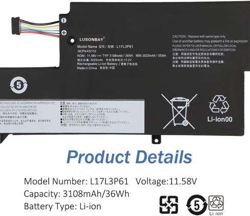 L17L3P61 Laptop Battery Replacement for Lenovo IdeaPad Yoga 720-12IKB Yoga 520-12 320-11 320S-13IKB Xiaoxin 7000-13 Series New Battery for L17C3P61 L17M3P61 11.58V/36Wh in Saudi Arabia