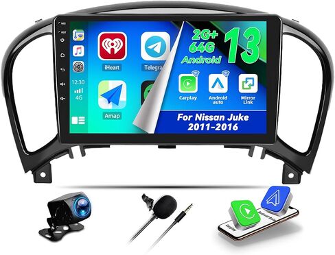 راديو سيارة CamECHO 2+64G Android 13 لسيارة Nissan Juke 2011-2016، Carplay لاسلكي/Android Auto 9 بوصة IPS شاشة تعمل باللمس ستيريو سيارة مع بلوتوث/GPS Navi WiFi + كاميرا احتياطية AHD + ميكروفون in Saudi Arabia