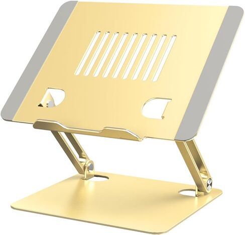 Adjustable Laptop Stand for Desk-Portable Laptop Riser Holder - Aluminum Ergonomic Computer Notebook Stand Holder for MacBook Air Pro, Dell XPS, HP (10-15.6'') (Gold) in Saudi Arabia