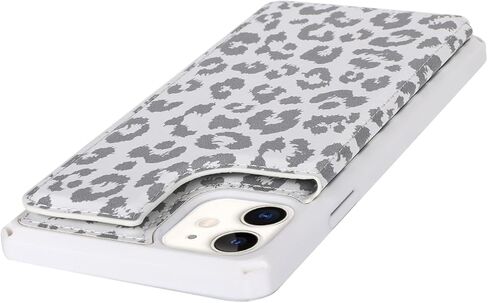 Cavor for iPhone 12 Mini Wallet Case with Card Holder,iPhone 12 Mini Case for Women Men,Phone Case iPhone 12 Mini Cases with Stand and Strap,Leopard Grain Shockproof Protective Cover-White in Kuwait