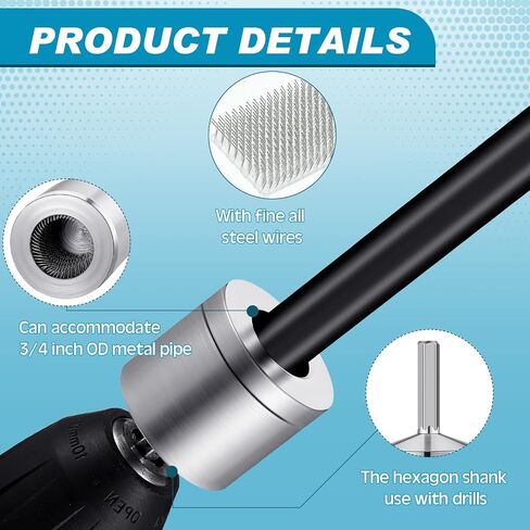 Tandefio 1/2" Metal Copper Pipe Cleaner with 2 Replaceable Brushes Tube Cleaning Brush Tube Cleaning Brush for Power Drill Metal Pipe Cleaning Brush Copper Tube Cleaner Brush for Drill in Saudi Arabia
