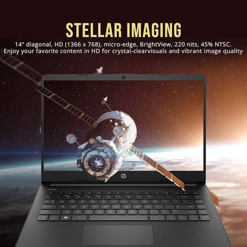 HP Stream 14" HD BrightView Laptop, Intel Celeron N4120, 16GB RAM, 256GB Storage (128GB eMMC + 128GB USB Card), Intel UHD Graphics, HD Camera, Fast Charge, 1 Year Office 365, Win 11 S, Black in Saudi Arabia