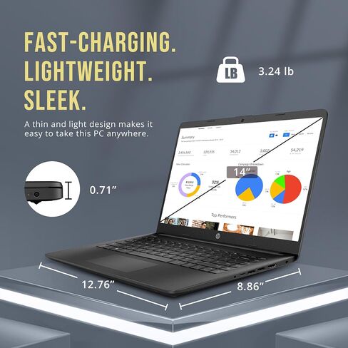 HP Stream 14" HD BrightView Laptop, Intel Celeron N4120, 16GB RAM, 256GB Storage (128GB eMMC + 128GB USB Card), Intel UHD Graphics, HD Camera, Fast Charge, 1 Year Office 365, Win 11 S, Black in Saudi Arabia