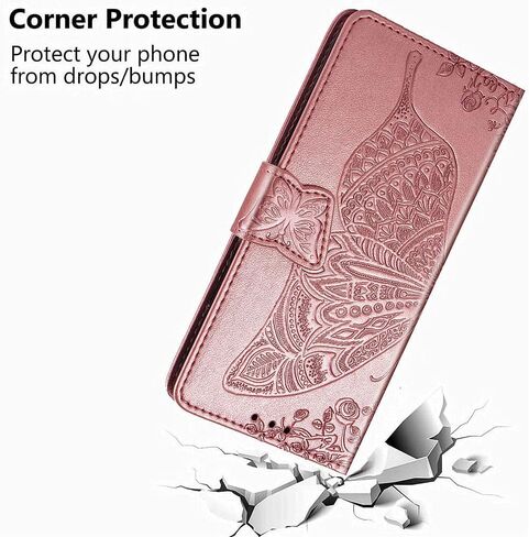 MEUPZZK Samsung Galaxy A03S Case, Samsung A03S Wallet Case, Embossed Butterfly Flower Premium PU Leather [Kickstand] [Card Slots] [Wrist Strap] [6.5 inch] Phone Cover for Samsung A03S (A-Lavender) in Saudi Arabia