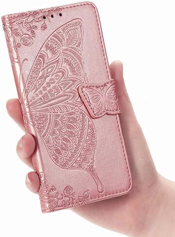 MEUPZZK Samsung Galaxy A03S Case, Samsung A03S Wallet Case, Embossed Butterfly Flower Premium PU Leather [Kickstand] [Card Slots] [Wrist Strap] [6.5 inch] Phone Cover for Samsung A03S (A-Lavender) in Saudi Arabia