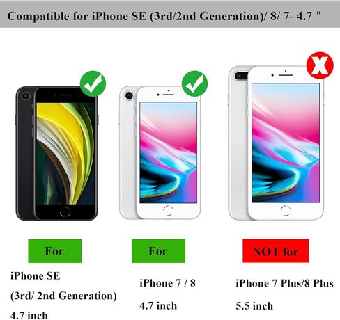 حافظة VISOUL لهاتف iPhone SE 3rd 2022، SE 2nd 2020، حافظة محفظة iPhone 8/7، حافظة قلاب مغناطيسية من الجلد الطبيعي مع حامل بطاقة لهاتف iPhone 8/7/SE2/SE3 (4.7 بوصة) (أحمر) in Kuwait