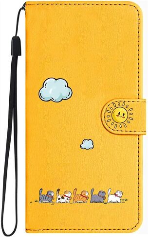 for Samsung Galaxy S24 Phone Case Premium PU Flip Wallet Cover with Holder Function Credit Card Slot Magnetic Closure Drop-Proof Classic Elegant 6.2",Cat &Orange in Saudi Arabia