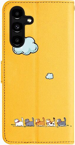 for Samsung Galaxy S24 Phone Case Premium PU Flip Wallet Cover with Holder Function Credit Card Slot Magnetic Closure Drop-Proof Classic Elegant 6.2",Cat &Orange in Saudi Arabia
