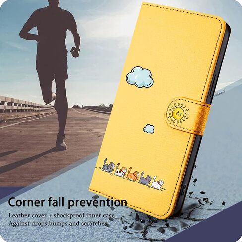 for Samsung Galaxy S24 Phone Case Premium PU Flip Wallet Cover with Holder Function Credit Card Slot Magnetic Closure Drop-Proof Classic Elegant 6.2",Cat &Orange in Saudi Arabia