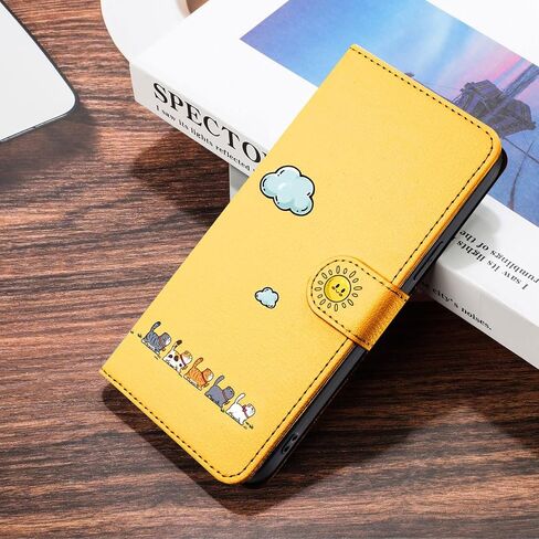 for Samsung Galaxy S24 Phone Case Premium PU Flip Wallet Cover with Holder Function Credit Card Slot Magnetic Closure Drop-Proof Classic Elegant 6.2",Cat &Orange in Saudi Arabia