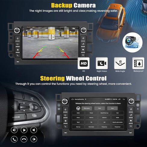 ستيريو سيارة 2G+64G Android 13 لسيارة شيفروليه بويك جي إم سي سييرا يوكون تشيفي أفيو سونيك مع Apple CarPlay Android Auto، راديو سيارة بشاشة لمس 7 بوصة مع نظام تحديد المواقع العالمي، واي فاي، بلوتوث FM/RDS + كاميرا احتياطية in Kuwait