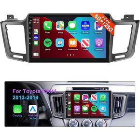 4G/WiFi Hi-Res 8Core 8G 128G for Toyota RAV4 2013-2019 Car Stereo Radio with Wireless CarPlay Android Auto Mirrorlink AM/FM,10.1 inch 1280 * 720P QLED Touch Screen DSP BT5.0 GPS Backup Camera
