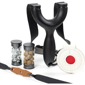 Sparrow Slingshot by Zach Fowler for Hunting and Target Shooting, with Ammo, Bands, and Spinner Target