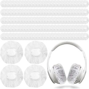 400 Pieces Headphone Covers Disposable Ear Earpads Sanitary Non-Woven Headset Cover Sweatproof Stretch Earphone Earcup Protector (White 11cm)