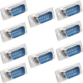 10 Pcs DB9 Male 9-Pin PC Accessories Connector Adaptor - Solder Type, Blue