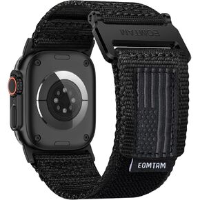 EOMTAM Width 30MM Men Soft Nylon Strap for Apple Watch Band Ultra 2/1 49mm 45mm 44mm 42mm 41mm 40mm 38mm, Rugged Sport Woven Adjustable Wristband for iWatch Series 9 8 SE 7 6 5 4 3 (BlackUSA Flag,44) in Kuwait