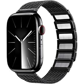 Metal Braided Magnetic Bands Compatible with Apple Watch Band Series 10 9 8 7 6 5 4 3 2 1 Ultra SE for iWatch 49mm 46mm 45mm 44mm 42mm 41mm 40mm 38mm Stainless Steel Replacement Strap Men Women