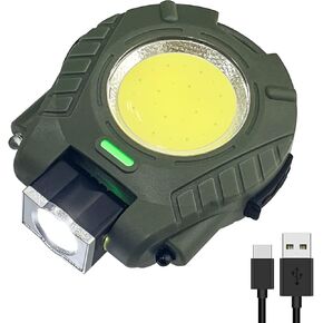 Sutekus Mini COB 500 Lumens Flashlight Auto Sensor LED Light USB Rechargeable 5 Modes Bright Pocket Clip-on Flashlight with Magnet Base Folding Bracket and Bottle Opener for Camping Hiking (Green)