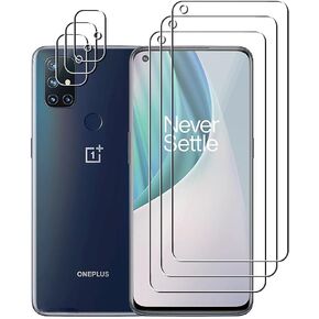 (3+3) For OnePlus Nord N10 5G (3 Pack) Tempered Glass Screen Protector and (3 Pack) Camera Lens Protector, 9H Hardness, 2.5D, Anti Scratch, HD Clear
