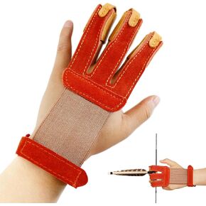 Archery Gloves 3 Finger Leather Shooting Glove Archery Protective Gear Accessories for Traditional Bow Recurve Bow Men Adult Women