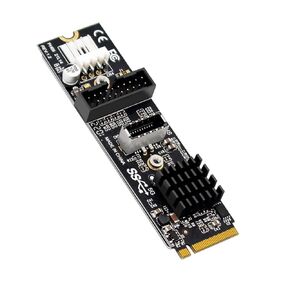 chenyang M.2 NVME NGFF M-Key 1 to 2 USB 3.1 Type-E Front Panel Socket Mainboard Header Extension Adapter