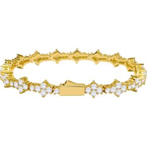 Lulu Mel 3mm Honeycomb Hip Hop 14K Gold Plated Necklace for Men Women, 16-20 Inches Prong Setting 5A Cubic Zirconia Diamond Classic Tennis Choker Necklace for Rapper with Gift Box