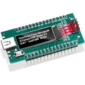Nano V3.0,Nano Board ATmega328P CH340 Micro Controller Built-in 0.91'' OLED Display 128x32 SSD1306 IIC I2C Completely Compatible with Arduino Nano V3.0