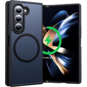 NO.1 Magnetic for Samsung Galaxy Z Fold 5 Case Compatible with MagSafe [Military Shockproof][Anti-Fingerprint][Translucent Matte]Soft Silicone Bumper for Samsung Fold 5 Case Slim,Midnight Black