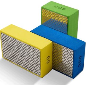 XKDOUS 6PCS Diamond Hand Polishing Pads,60/100/200/400/600/1000 Diamond Sanding Pads Tile Tools Polishing Pad Sanding Block Polishing for Ceramic Tile Glass Stone Marble Granite Metal Grinding