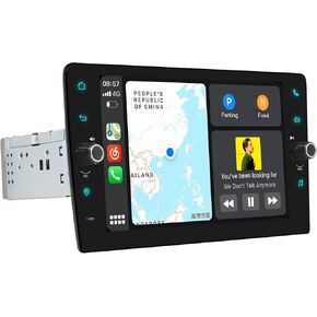 Joying Car Radio 8 Inch Car Stereo Single Din with Carplay & Android Auto, 1280x800P Head Unit with 4GB+64GB, Mirror-Link, AM/FM Radio, DSP, Bluetooth 5.0, Volume knob (8GB+128GB)