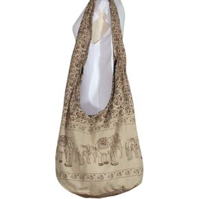 Elephant Sling Crossbody Bag Purse Zip Handmade Light Brown A Zip Inside Pocket Handmade