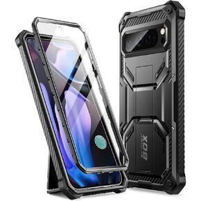 i-Blason Armorbox for Google Pixel 9 Case/Pixel 9 Pro Case [Built-in Screen Protector & Kickstand] [Support Fingerprint ID] Full-Body Military Protection Phone Case for Pixel 9 / Pixel 9 Pro, Black