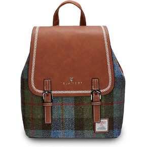 Harris Tweed® Jura Backpack, Chestnut Blue Tartan, 24cm*12cm*28cm