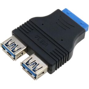 E-outstanding 20 Pin USB 3.0 Header Female to Dual USB 3.0 Female Splitter Adapter Motherboard Extension Connector