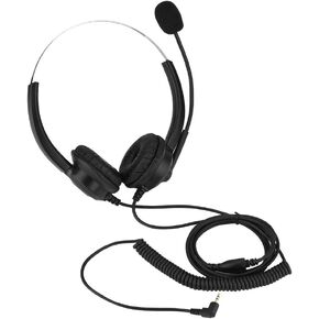 Over-Ear Headphones with Noise Cancelling Mic, 3.5mm Stereo Wired Telephone Headset with Microphone,360° Rotary Earmuffs for Skype,Call Center,Office,Video Conference,Laptop,PC(2.5mm Plug)