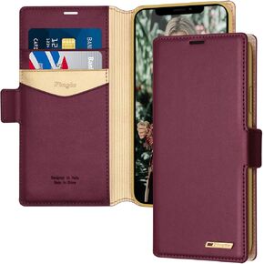 Fingic for iPhone 11 Pro Max Case,iPhone 11 Pro Max Wallet Case, for PU Leather Wallet Case 2 ID & Credit Card Slots Holder Kickstand Feature Flip Case Cover for iPhone 11 Pro Max 2019-Wine Red
