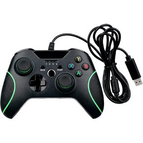 OSTENT Wired USB Controller Joystick Gamepad for Microsoft Xbox One/Xbox One S/Windows PC Laptop Computer Color Black