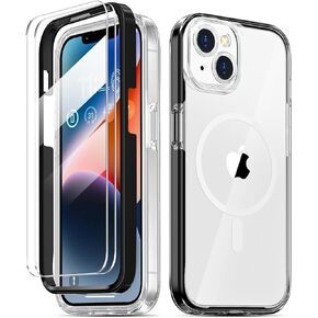 COOLQO Magnetic for iPhone 12 /iPhone 12 Pro Case with Screen Protectors, Compatible with MagSafe, Military Grade Drop Protection, Dual Layer Design Heavy Duty Protective Shockproof Phone Case, Red