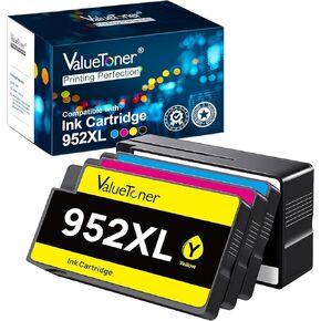 طابعة Valuetoner معاد تصنيعها لطابعات HP 952 XL 952XL عالية الإنتاجية لطابعات OfficeJet Pro 8710 8720 7740 8740 7720 8715 8702 (1 أسود، 1 سماوي، 1 أرجواني، 1 أصفر، 4 حزم)