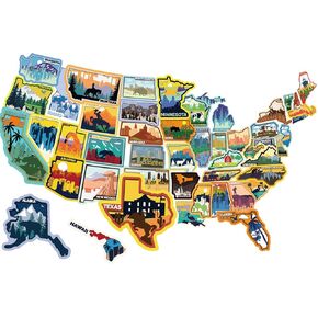 US States Stickers, 100pcs USA Map Stickers, Travel Stickers for Luggage Scrapbooking, Waterproof Vinyl Stickers, Luggage Stickers for Suitcases Laptop Phone Luggage Scrapbook Journal Travellers